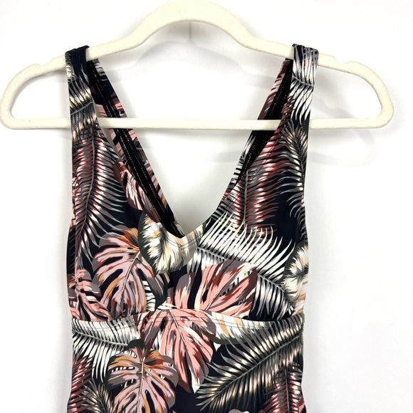 Hurley S Tropical Palm Leaves Print One Piece Swimsuit Cross Cross Back Beachy - Picture 2 of 12